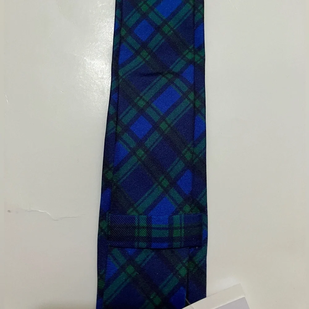 NWT Crewcuts Black Watch Tartan Tie, Silk Plaid Preppy 42” Kids Boy Blue Green - Picture 6 of 13